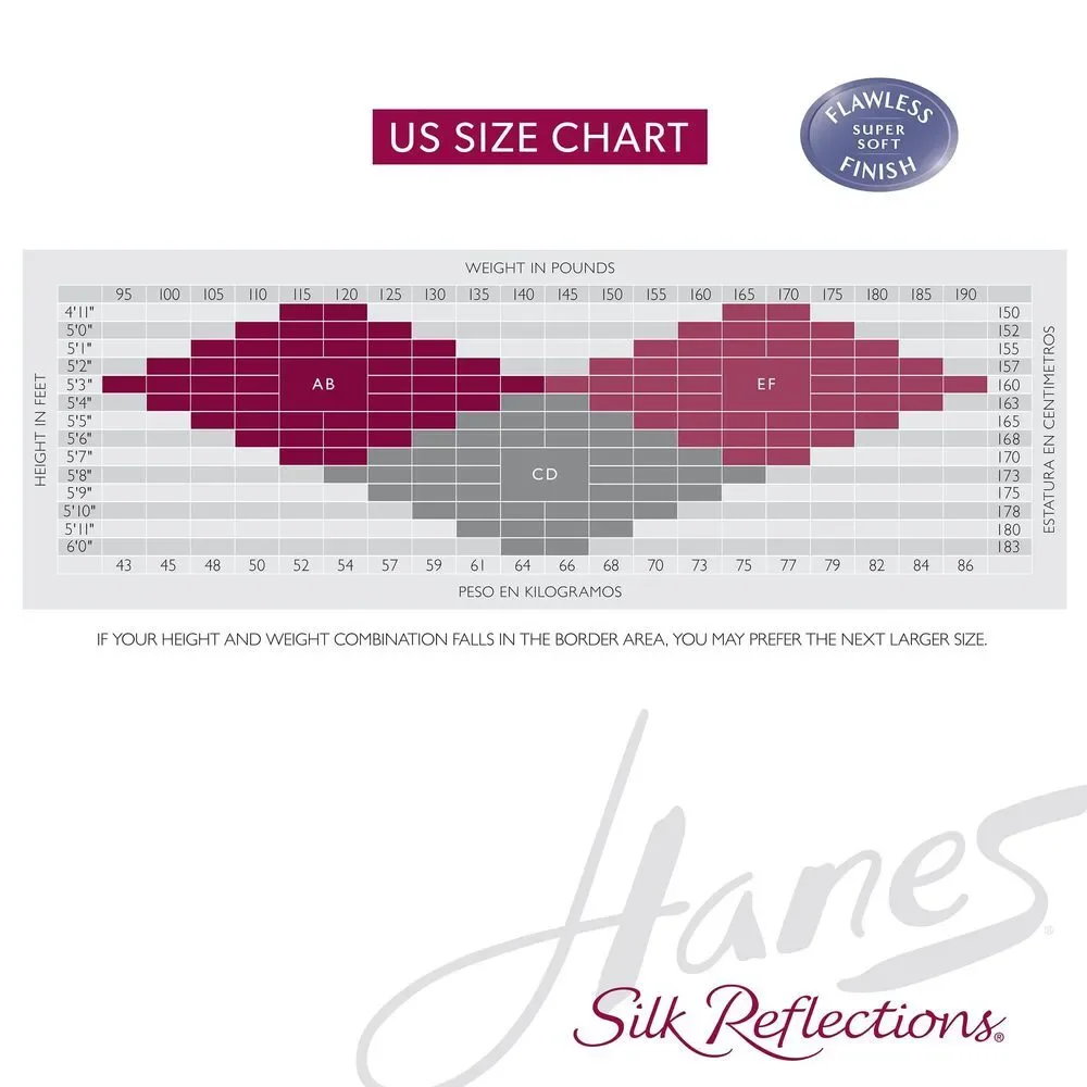 Hanes Silk Reflections Sheer Toe Silky Sheer Pantyhose Size AB Pack of 1